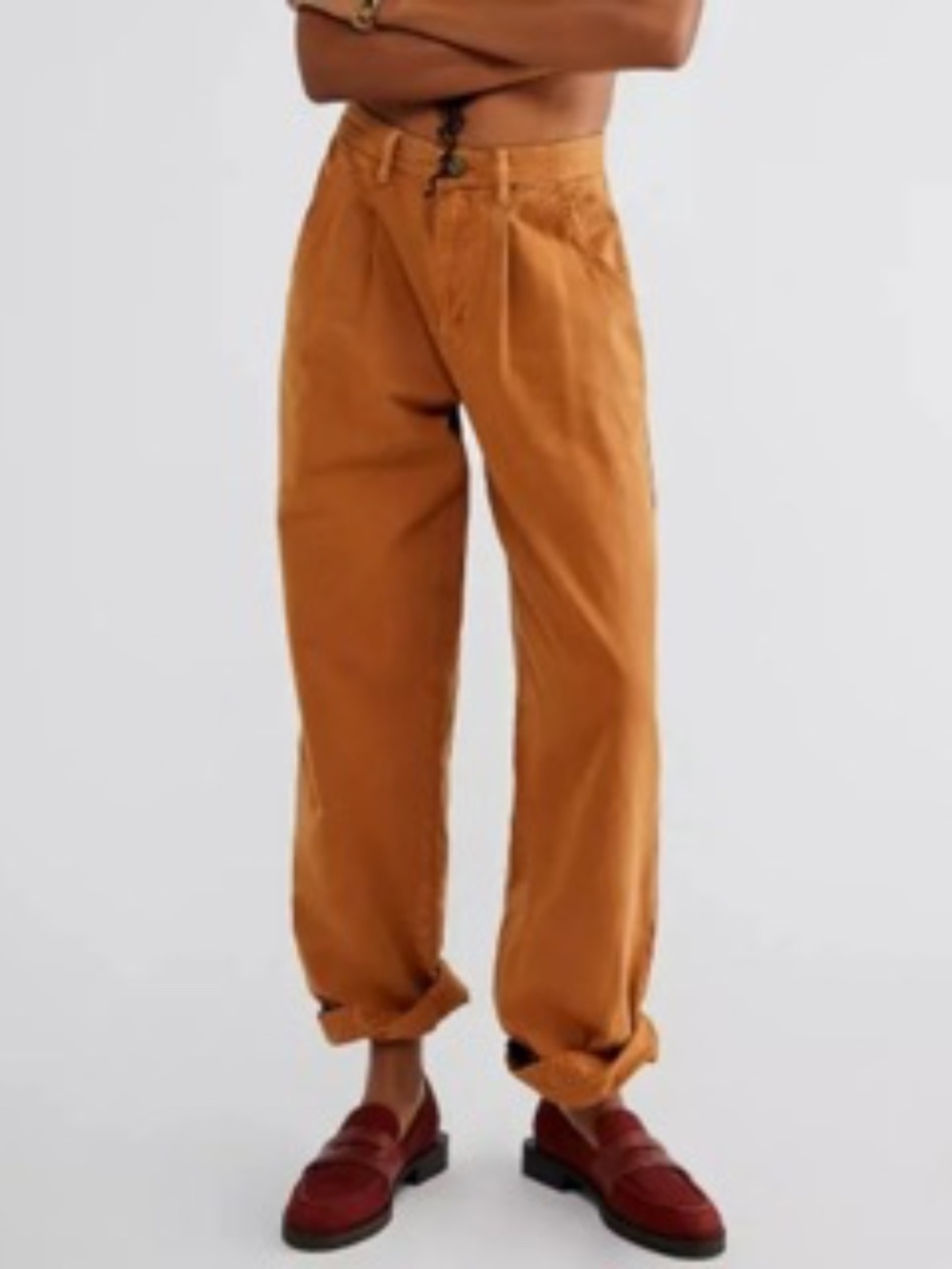 Free People Cya Later Skate Trousers Slouchy Straight Leg Pants Caramel Camel 4